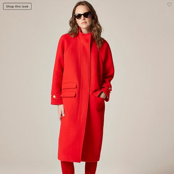 J. Crew red wool Long Toscana Coat - Picture 1 of 6